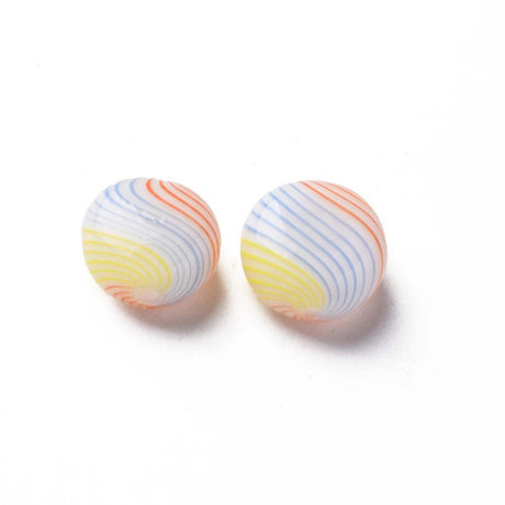 Glasperler – Flad Rund Stribet (15–16mm, Orange Rød) 2 stk - Uniq Perler - 122111