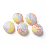 Glasperler – Flad Rund Stribet (15–16mm, Orange Rød) 2 stk - Uniq Perler - 122111