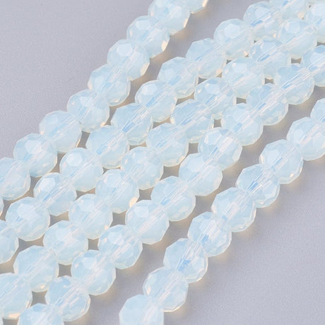 Glasperler Glas Opal Perler, Facetteret, 4mm