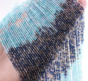 Glasperlen, abgestufte blaue Farben, (2mm) - Uniq Perler - 115358