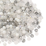 Glasperler - Grå/Klar/Hvid Mix, Facetteret (4x3mm) 500 Stk - Uniq Perler - 669758