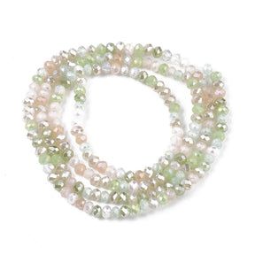 Glasperler – Grøn, AB-Effekt, Facetteret Rondel (3x2,5mm) - Uniq Perler - 124795