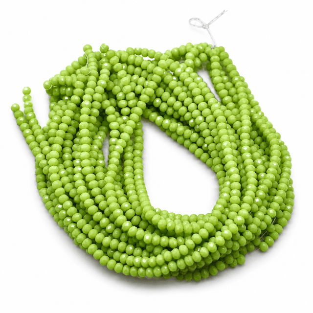 Glasperler - Grøn, Facetteret, Rondel (2mm) - Uniq Perler - 121667