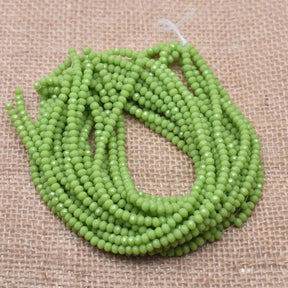 Glass beads, Green, Faceted, Rondelle, 2mm - Uniq Perler - 0001489670
