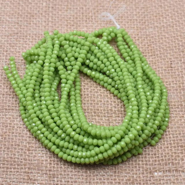 Glasperler, Grøn, Facetteret, Rondel, 2mm - Uniq Perler - 0001489670