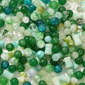 Glassperler – Grønn, Runde (8 - 10mm) Ca. 100g - Uniq Perler - 115880