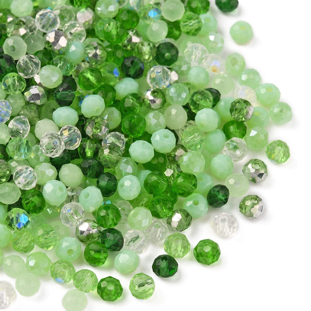 Glasperler - Grønt Mix, Facetteret (4x3mm) 500 Stk - Uniq Perler - 198917