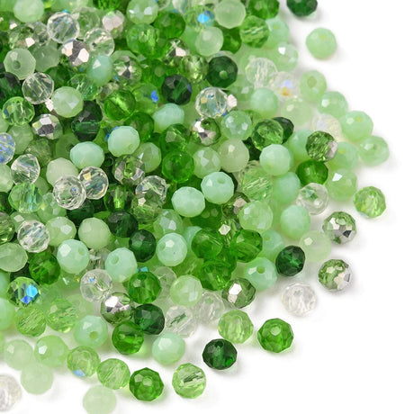Glasperler - Grønt Mix, Facetteret (4x3mm) 500 Stk - Uniq Perler - 198917