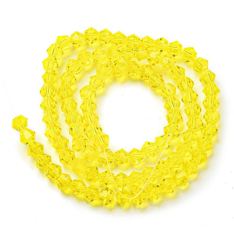 Glasperler – Gul, Facetterede Bicone (2,9~3,3x2,5mm) - Uniq Perler - 121554