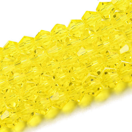 Glasperler – Gul, Facetterede Bicone (2,9~3,3x2,5mm) - Uniq Perler - 121554