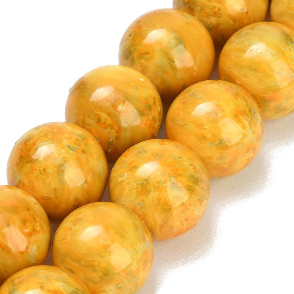 Glasperler – Guld, Runde (14mm) - Uniq Perler - 125116