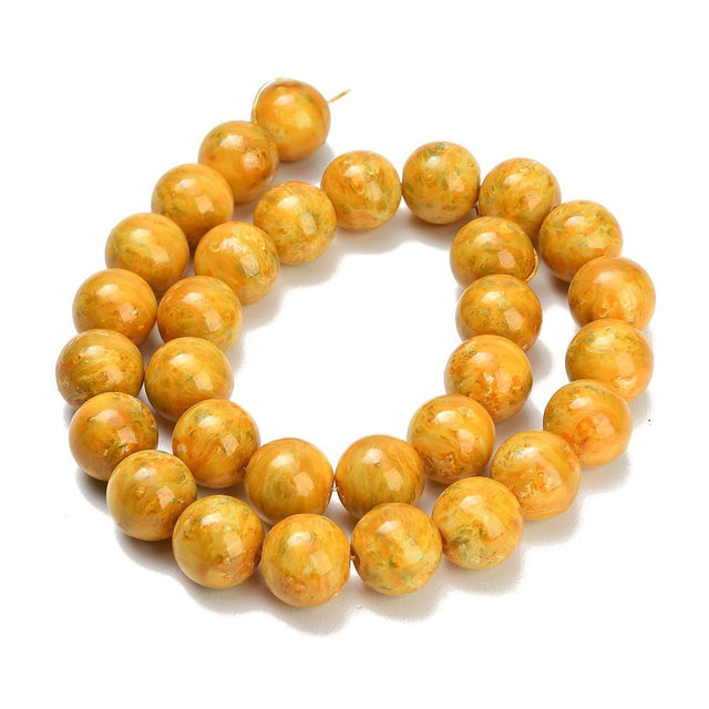 Glasperler – Guld, Runde (14mm) - Uniq Perler - 125116