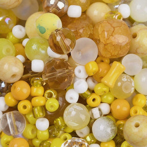 Glasperlen – Gelb Mix, verschiedene Größen und Modelle, 100g - Uniq Perler - 114811