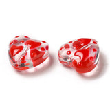 Glasperler – Håndlavede Hjerter med Emalje, Røde (12x12x6.5mm) 2 stk - Uniq Perler - 
