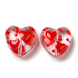 Glasperler – Håndlavede Hjerter med Emalje, Røde (12x12x6.5mm) 2 stk - Uniq Perler - 