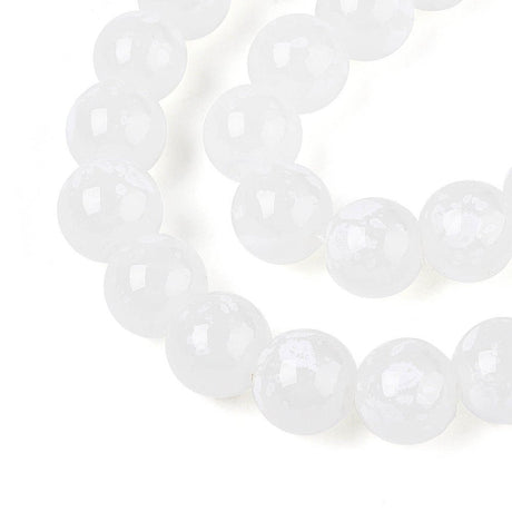 Glasperler – Hvid/Klar(8~8,5mm) 78~79cm - Uniq Perler - 