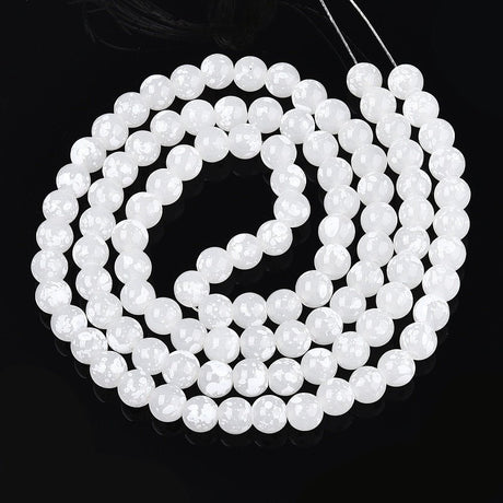 Glasperler – Hvid/Klar(8~8,5mm) 78~79cm - Uniq Perler - 