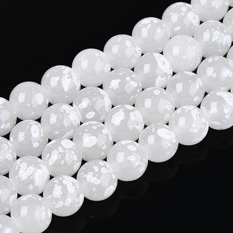 Glasperler – Hvid/Klar(8~8,5mm) 78~79cm - Uniq Perler - 