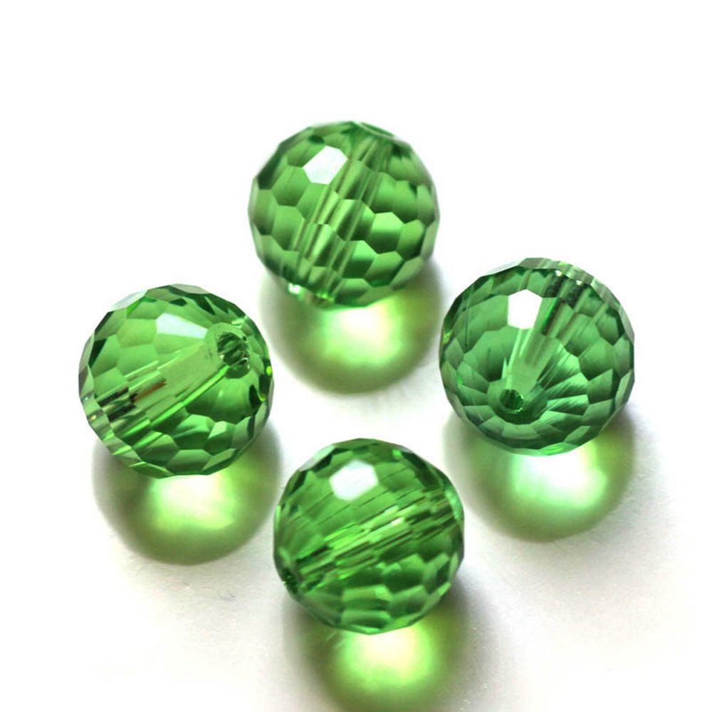 Glasperler – Imitation Austrian Crystal, Grøn, Facetteret (10mm) Grade AAA - Uniq Perler - 119129