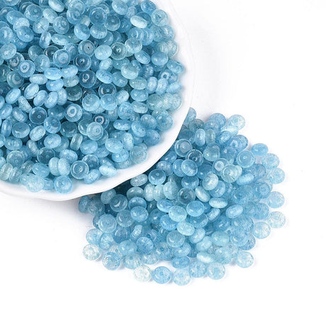 Glasperler – Imitation Cat Eye Rondel Blå 100 gram(6x3mm) - Uniq Perler - 116197