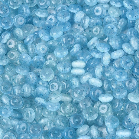 Glasperler – Imitation Cat Eye Rondel Blå 100 gram(6x3mm) - Uniq Perler - 116197