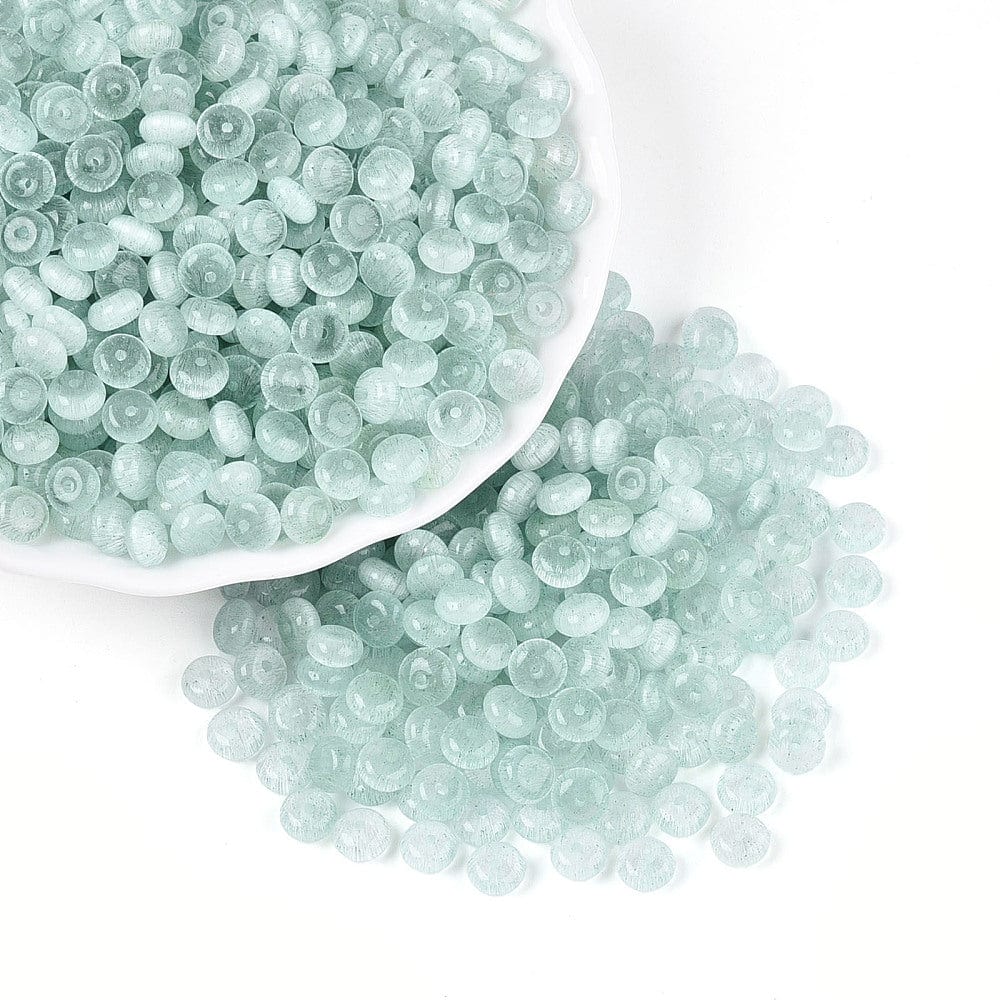 Glasperler – Imitation Cat Eye Rondel Lys Grøn 100 gram(6x3mm) - Uniq Perler - 116198