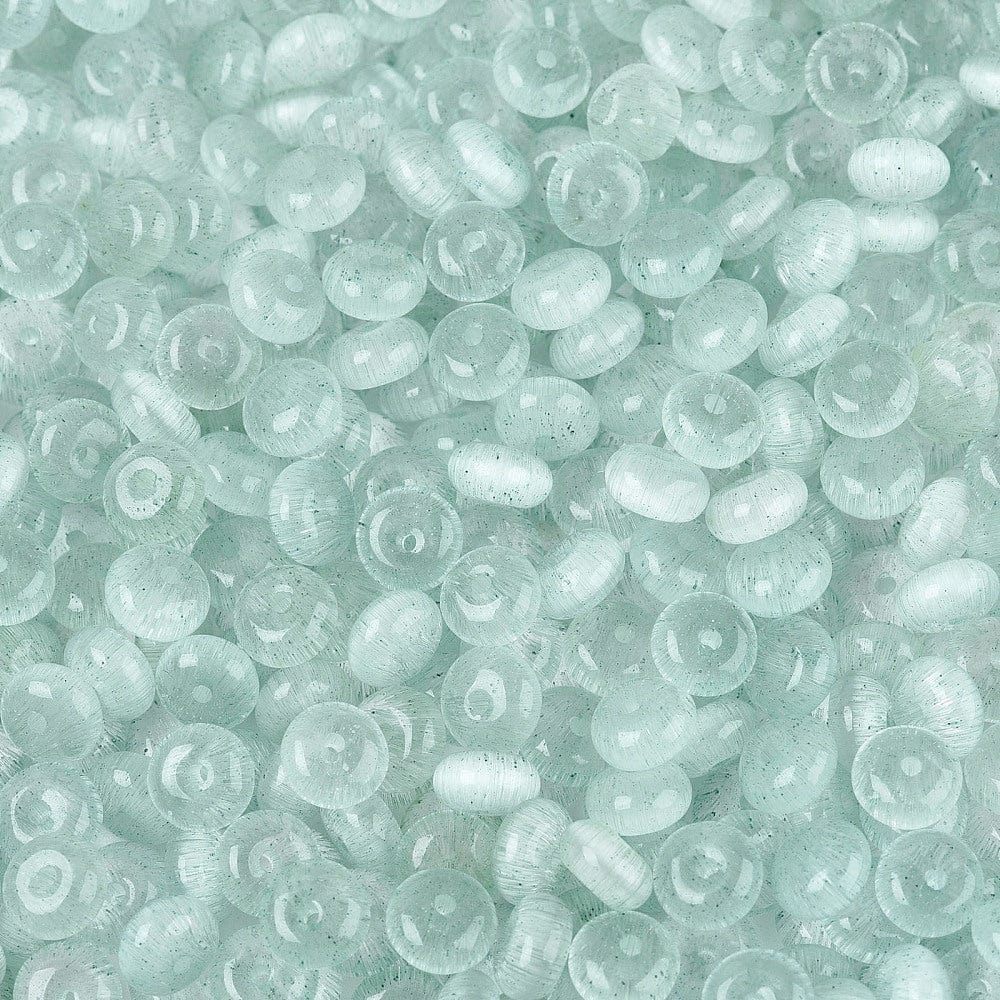 Glasperler – Imitation Cat Eye Rondel Lys Grøn 100 gram(6x3mm) - Uniq Perler - 116198