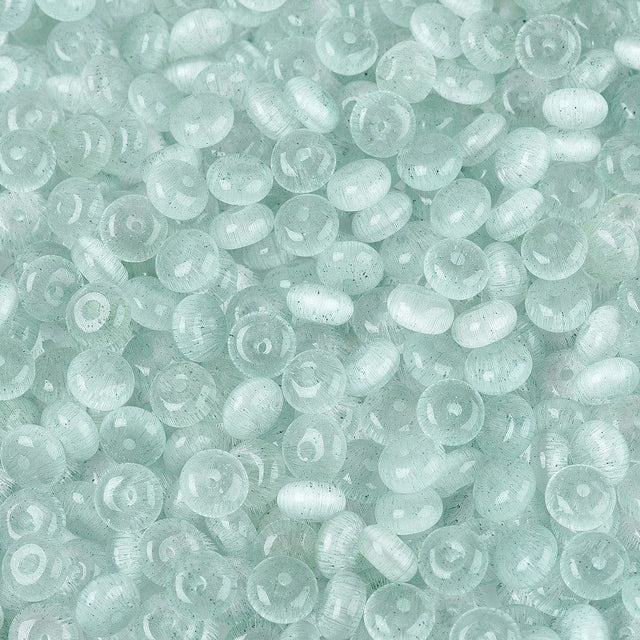 Glasperler – Imitation Cat Eye Rondel Lys Grøn 100 gram(6x3mm) - Uniq Perler - 116198