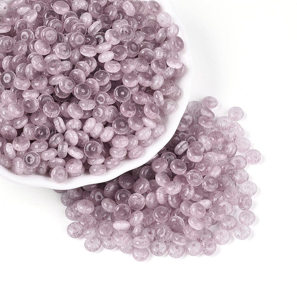 Glasperler – Imitation Cat Eye Rondelle Flamingo 100 gram(6x3mm) - Uniq Perler - 116195