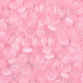 Glassperler – Imitasjon Cat Eye Rondelle Rosa 100 gram(6x3mm) - Uniq Perler - 116196
