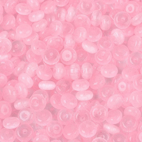 Glasperler – Imitation Cat Eye Rondelle Pink 100 gram(6x3mm) - Uniq Perler - 116196
