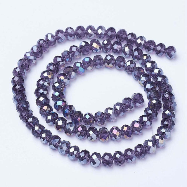 Glasperlen – Indigo AB, facettierte Rondelle (3x2 mm)