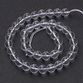 Glass beads, Clear, Many Faceted, 10mm - Uniq Perler - 113895