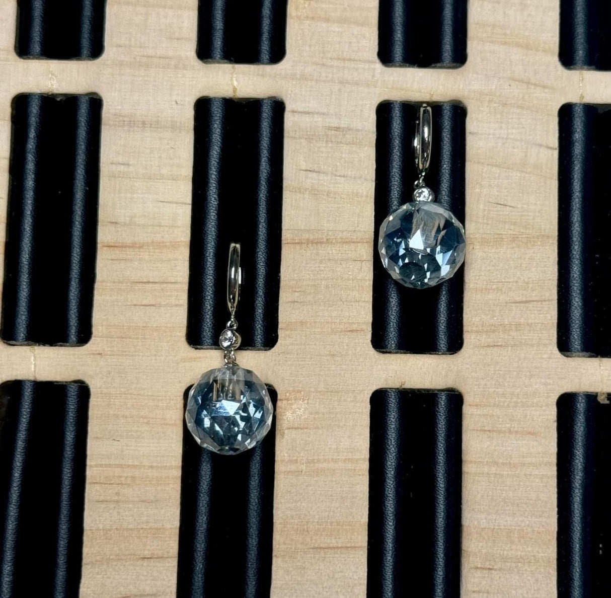 Glasperler, Klar, Topboret/Anboret, Facetteret, 12,5mm, 2 Stk - Uniq Perler - 111851