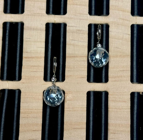 Glasperler, Klar, Topboret/Anboret, Facetteret, 12,5mm, 2 Stk - Uniq Perler - 111851