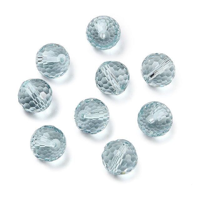 Glasperler - Lys Blå, Facetteret (10mm) 10 stk. - Uniq Perler - 114143