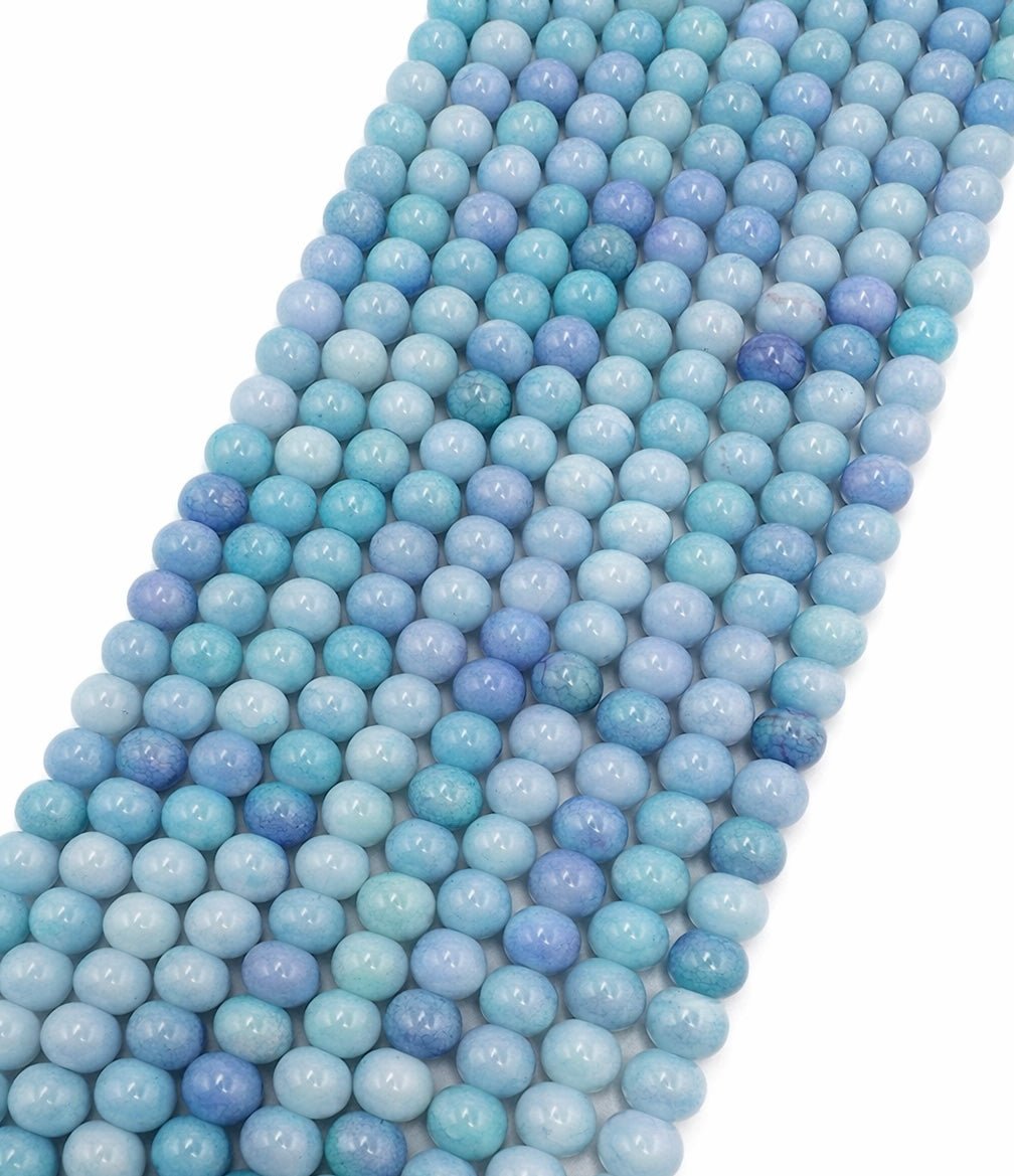 Glasperler - Lys Blå, Runde (8,5mm) - Uniq Perler - 114686