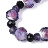 Glasperler Med Blomsterdetaljer – Lilla, Facetteret, Rondel (9 - 10x8mm) - Uniq Perler - 76931614567812898016799284