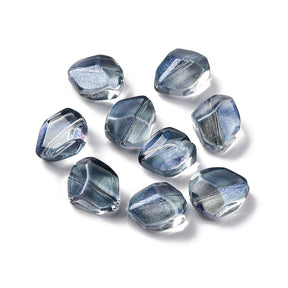 Glasperler Med Guld Folie, Grå, 10,5x11,5mm, 10 st. - Uniq Perler - 114136