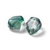 Glasperler Med Guld Folie, Grøn, 10,5x11,5mm, 10 stk. - Uniq Perler - 114137