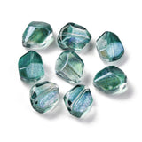 Glasperler Med Guld Folie, Grøn, 10,5x11,5mm, 10 stk. - Uniq Perler - 114137