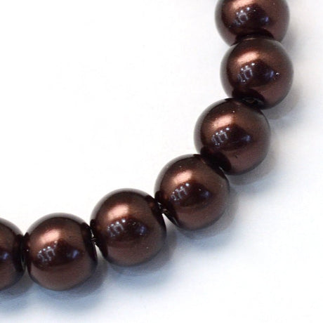 Glasperler Med Perleeffekt – Brun, Runde (6~7mm), 80cm - Uniq Perler - 126112
