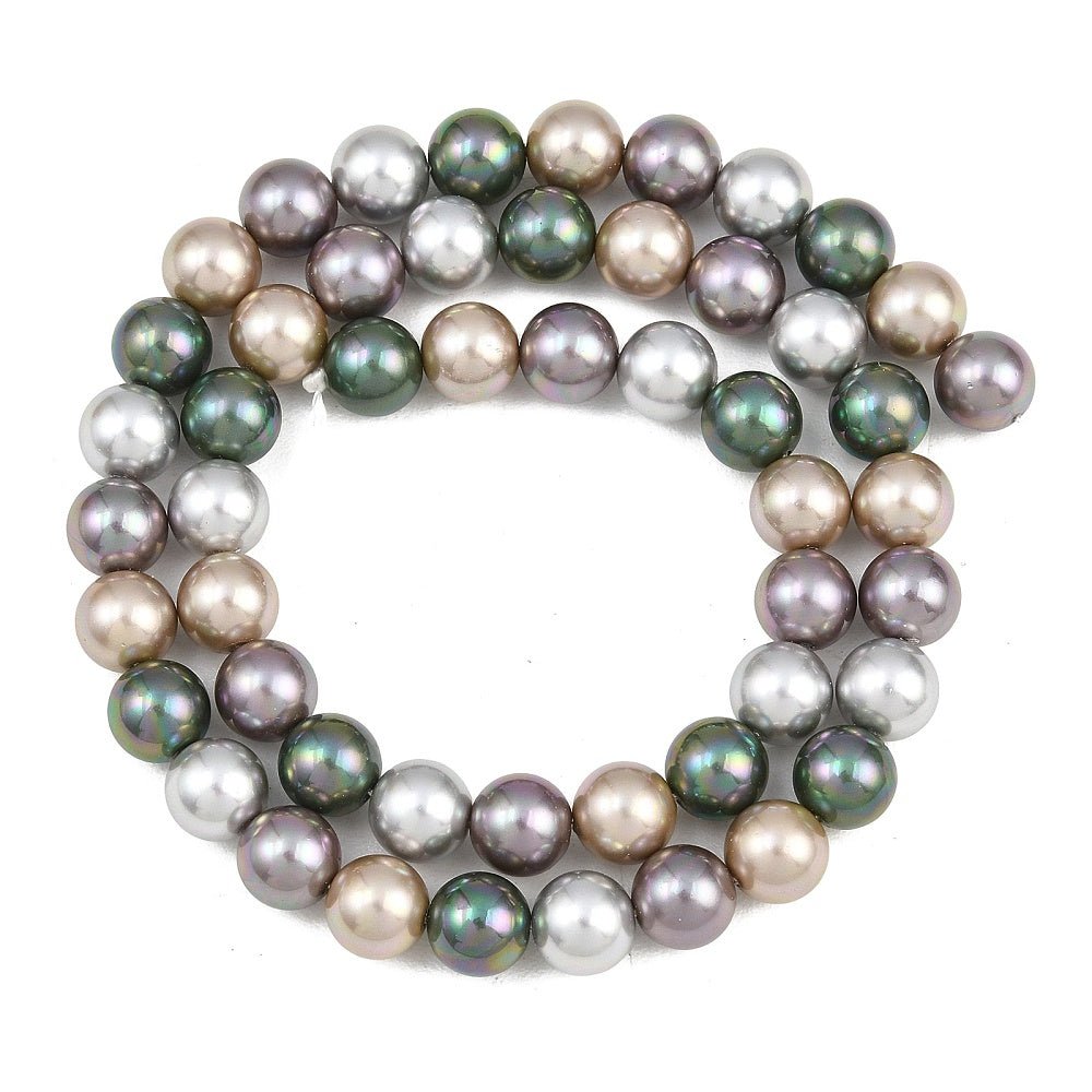 Glasperler Med Perleeffekt – Farve Mix, Runde (8mm) - Uniq Perler - 125854