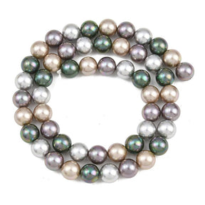 Glasperler Med Perleeffekt – Farve Mix, Runde (8mm) - Uniq Perler - 125854