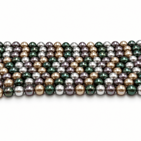 Glasperler Med Perleeffekt – Farve Mix, Runde (8mm) - Uniq Perler - 1274212