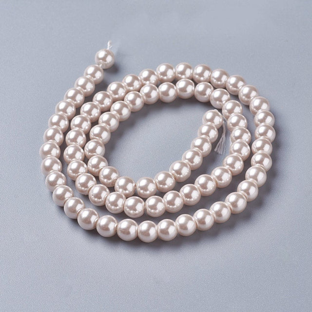 Glasperler Med Perlemors Skær, 6mm - Uniq Perler - 140987