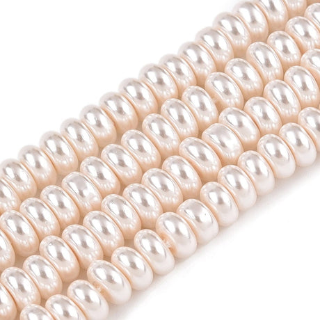 Glasperler Med Perlemors Skær, Hvid, (6,5mm) - Uniq Perler - 227328