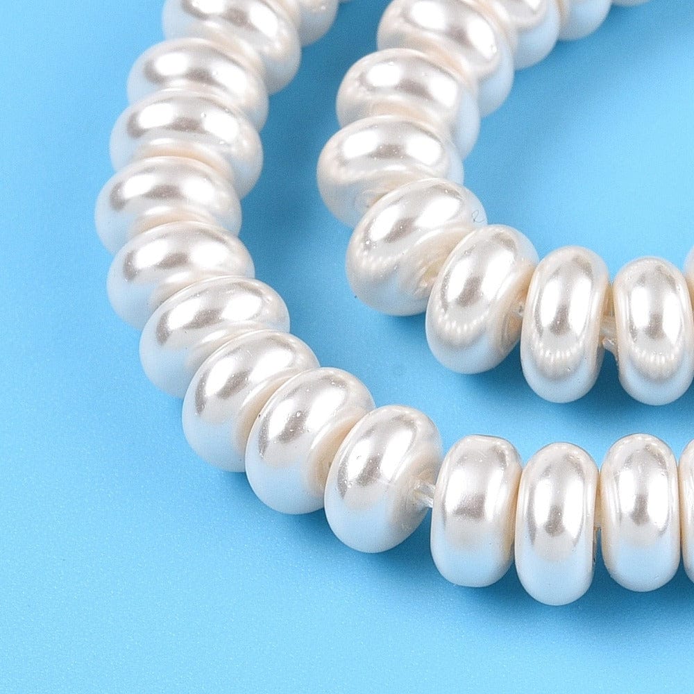 Glasperler Med Perlemors Skær, Hvid, (6,5mm) - Uniq Perler - 227328