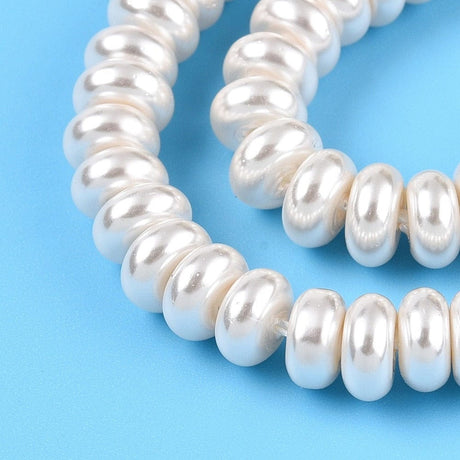 Glasperler Med Perlemors Skær, Hvid, (6,5mm) - Uniq Perler - 227328