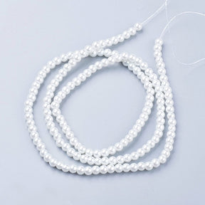 Glasperlor med pärlemorsskimrande, vit, (6mm) - Uniq Perler - 142849